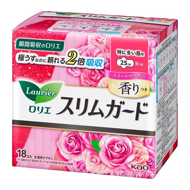 Laurier Daily Sanitary Pads with Wings Rose Scent – 18pcs