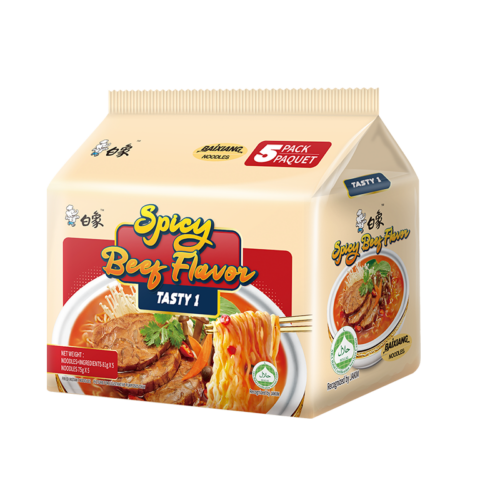 Baixiang Tasty 1 Spicy Beef Soup Instant Noodles 5-Pack 81g*5