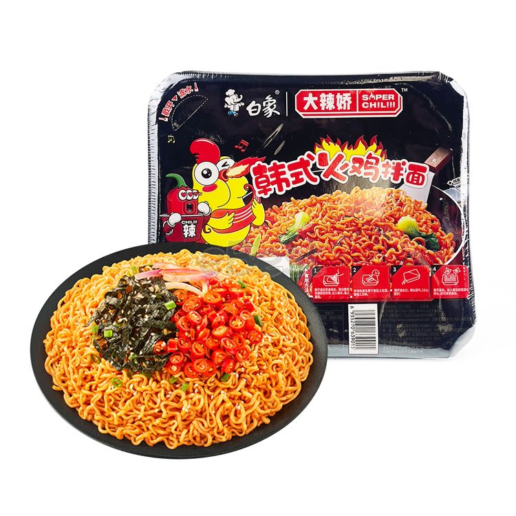 Baixiang Super Chil Korean-Style Hot Chilli Chicken Flavor Stir-Fried Noodles 112g×5 Pack