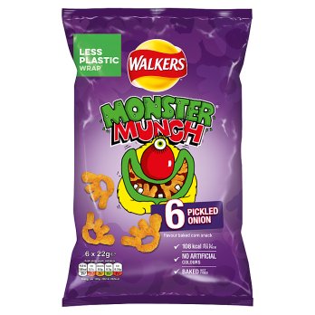 Walkers Monster Munch Pickled Onion Multipack Snacks (6x20g) 120g