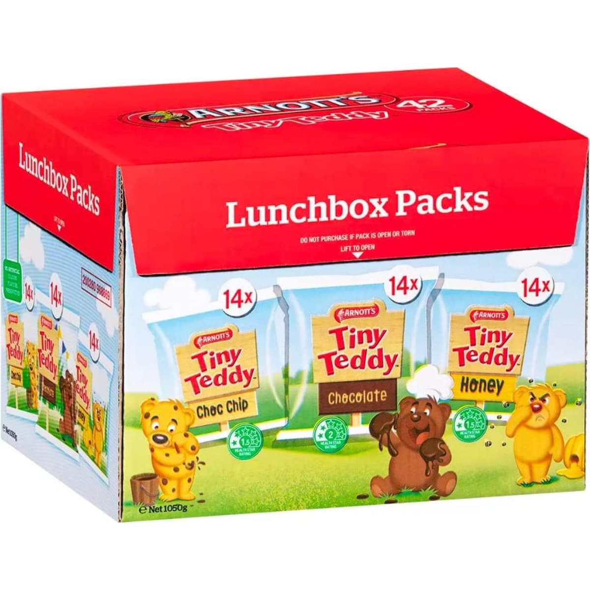 Arnott's Tiny Teddy Variety Cookies 42 Lunchbox Packs 1050g
