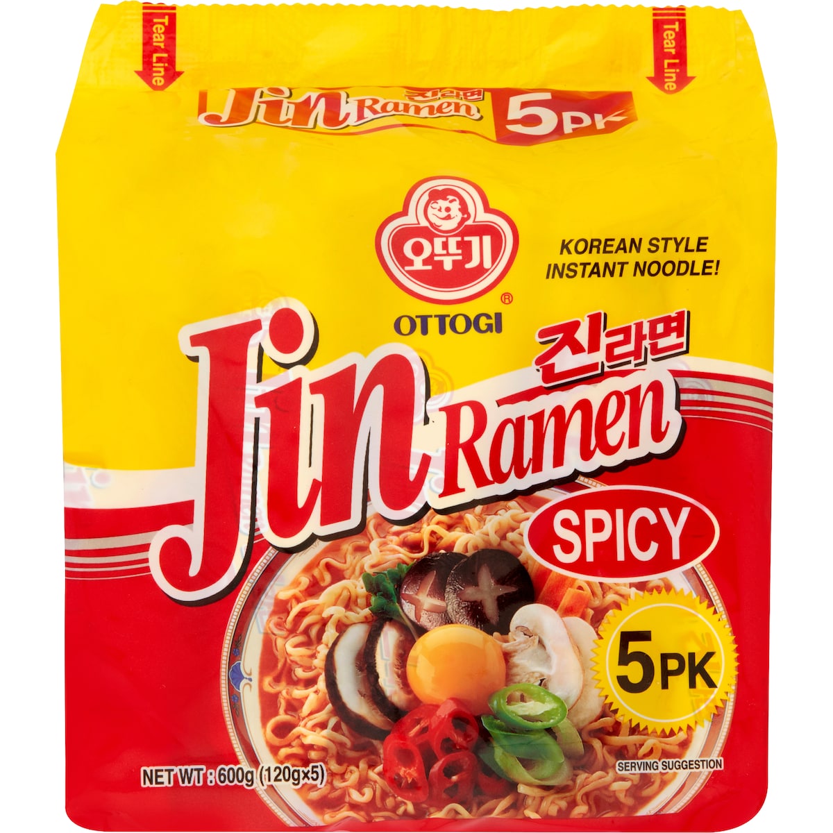 不倒翁 真拉面(辣味)5包入(120克 × 5)