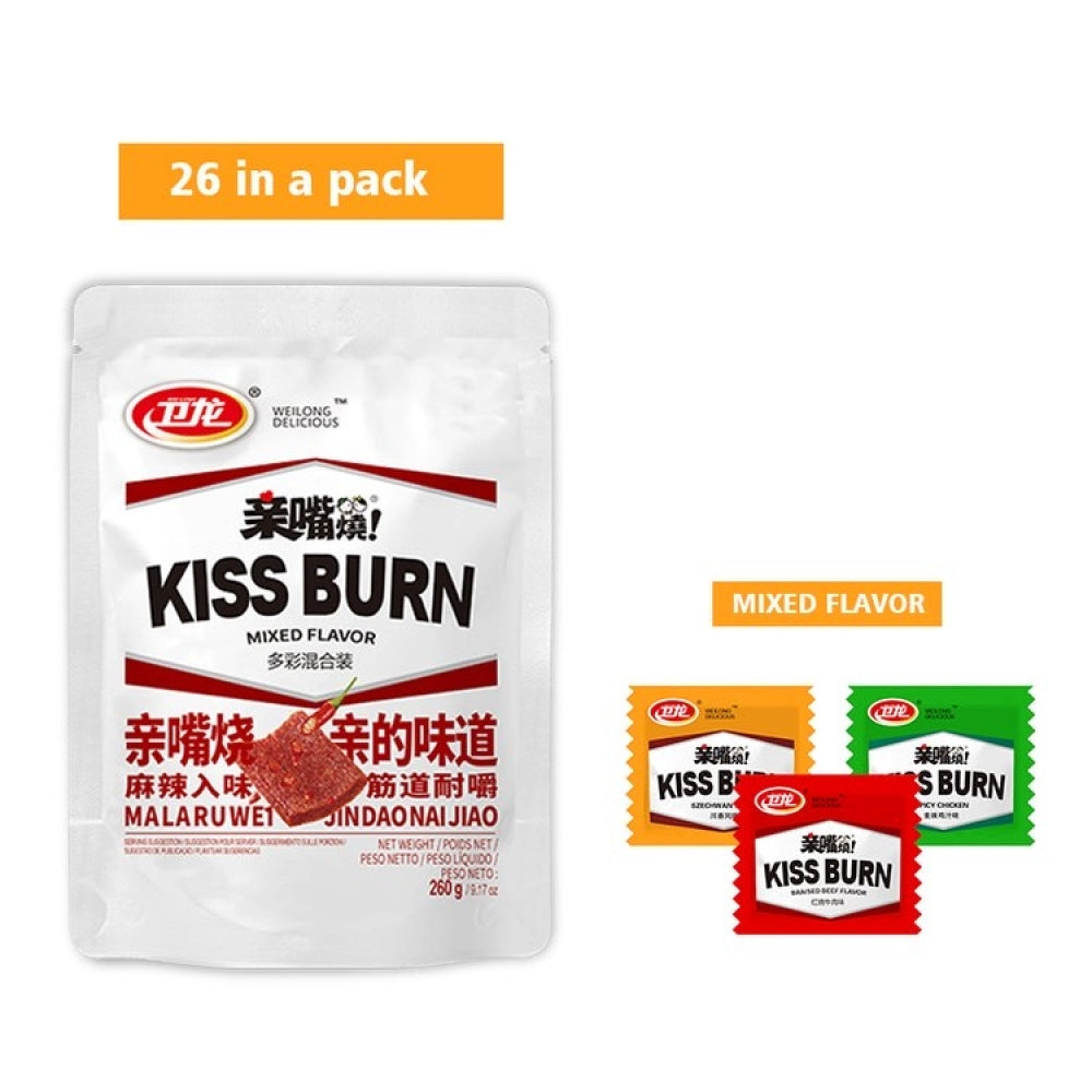 Weilong Kiss Burn Spicy Snack Strips Assorted Flavors Pack 260g