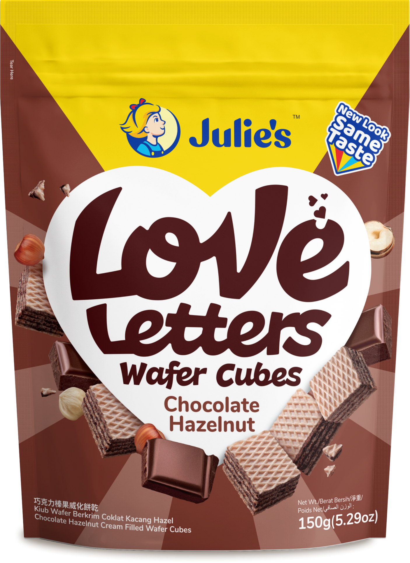 Julie's love letters wafer cubes Chocolate Hazelnut 60g