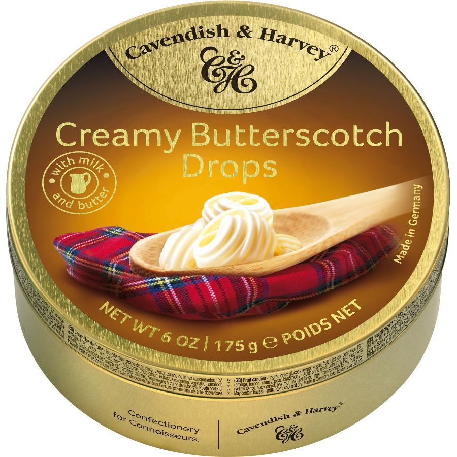 Cavendish And Harvey Tin Creamy Butterscotch Drops – 175g