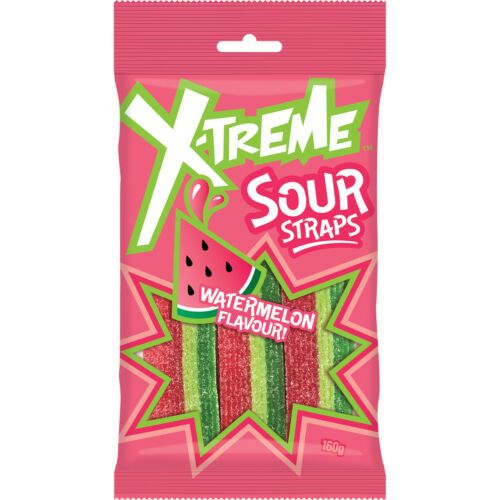 X-treme sour straps watermelon flavour candy 160g