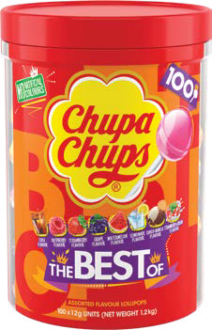 Chupa Chups 的“The Best of”棒棒糖桶 (100根)