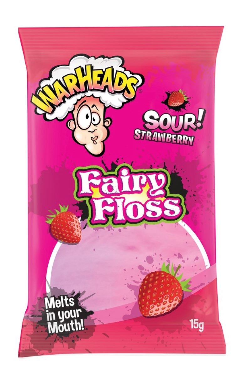 Warheads Sour Strawberry Fairy Floss 15g