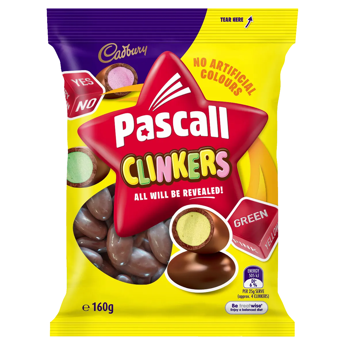 Cadbury Pascall Clinker Milk Chocolate Lollies Snack And Share Bag 160g