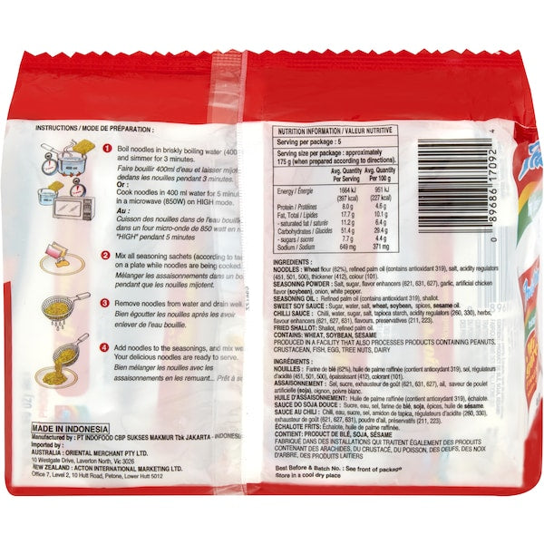 Indomie Mi Goreng Instant Noodles 5 Pack 425g