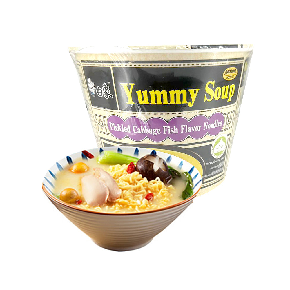 Baixiang Yummy Soup Golden Soup Sauerkraut Fish Instant Noodles in Bowl 132g