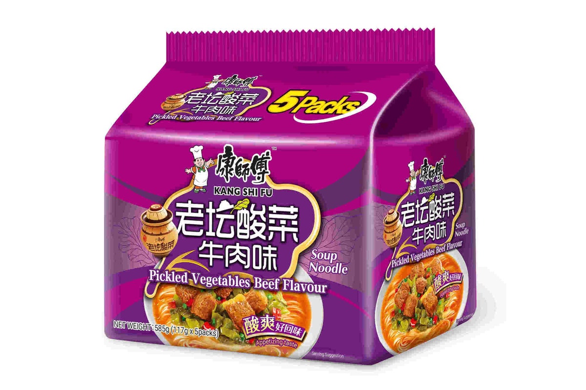 KANG SHI FU Instant Soup Noodle Pickled Vegetables Beef Flavour 585g - 5pk