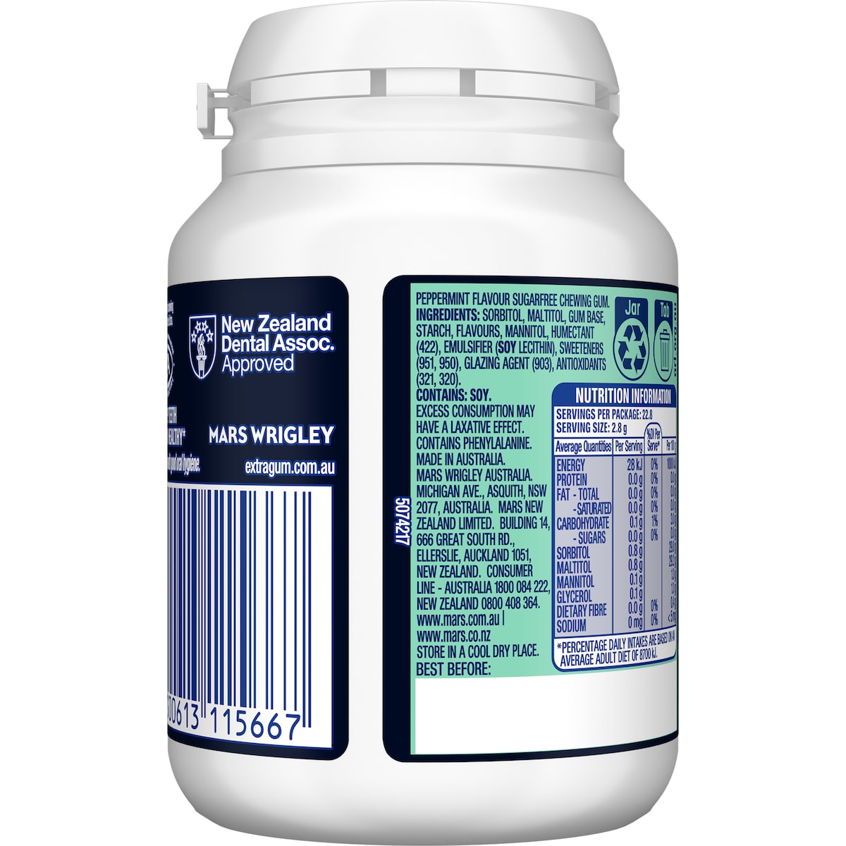 Extra Intense Mint Sugar Free Chewing Gum 64g