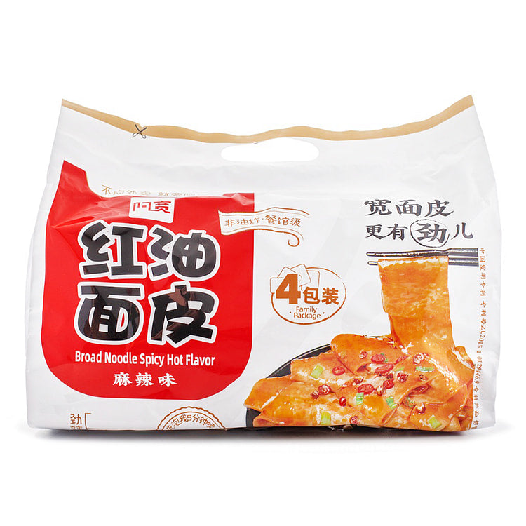 阿宽 红油面皮 0脂面饼 干拌中辣 红油麻辣味 四联包 115g×4