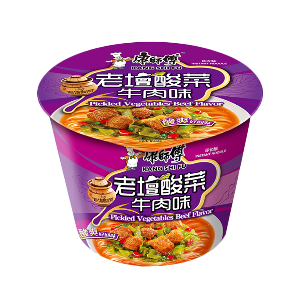 KANG SHI FU Instant Soup Noodles Bowl Pickled Vegetables Beef Flavour 122g