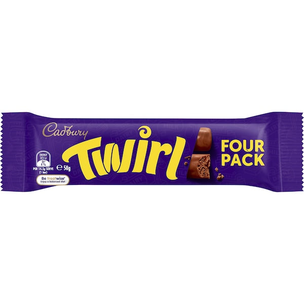 Cadbury Twirl Four Pack Milk Chocolate Bar 58g