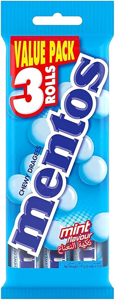 Mentos Mint Candy Roll 3 Pack 112.5g