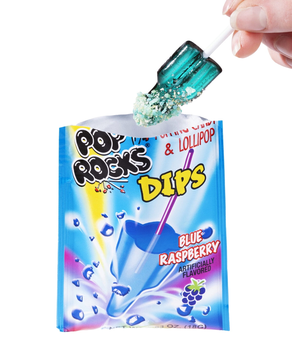 Pop Rocks Dips Blue Raspberry Flavour -Popping Lollipop 18g