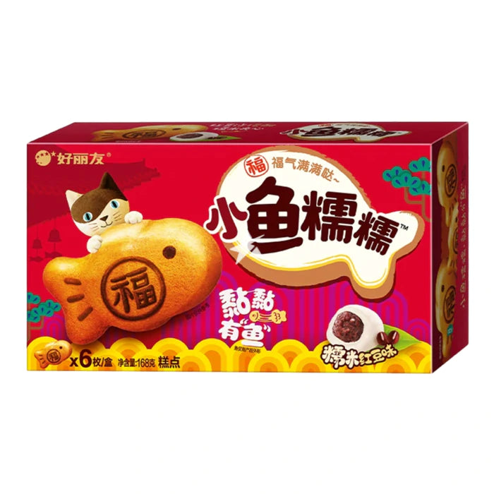 好丽友 小鱼糯糯夹心饼 红豆味 168克(12枚装)
