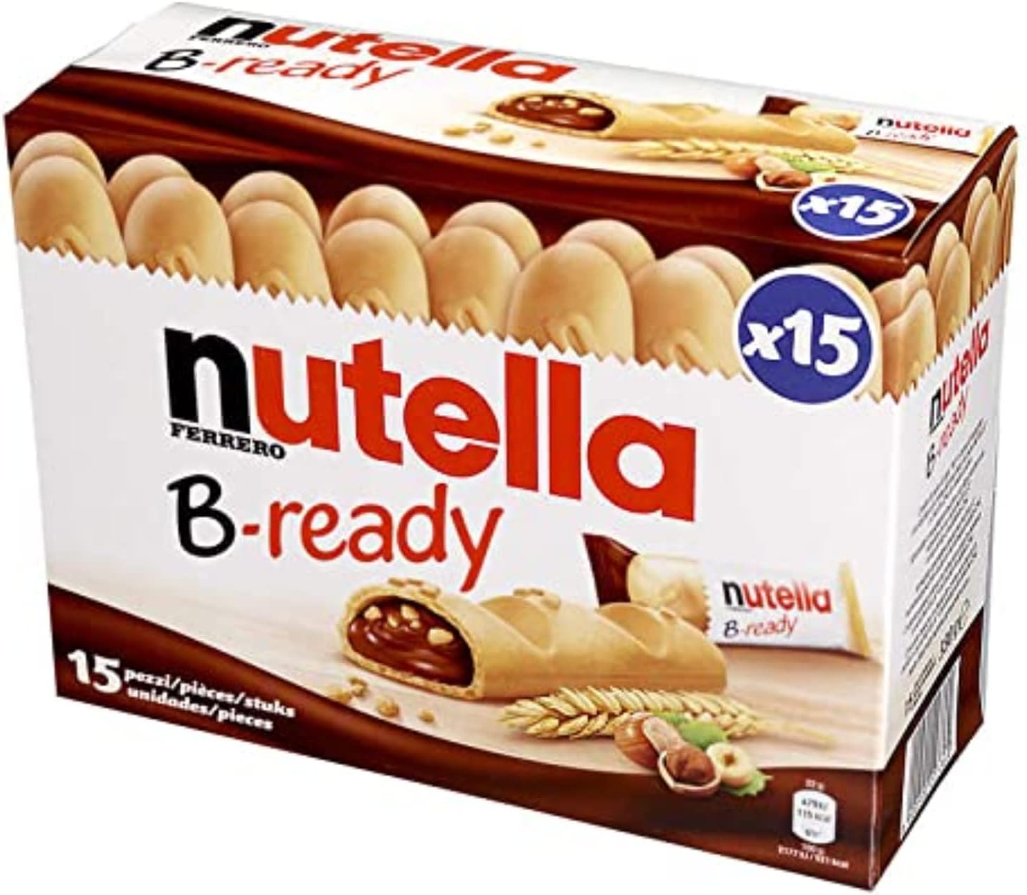 Nutella B-Ready Hazelnut Chocolate Snack Sticks (22g x 15 Pack)