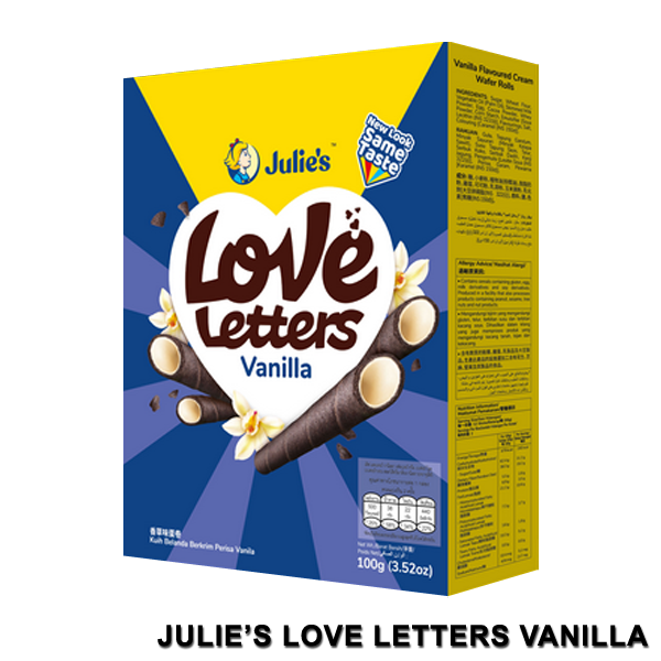 Julie's Love Letters Vanilla Cream Wafer Rolls 100g