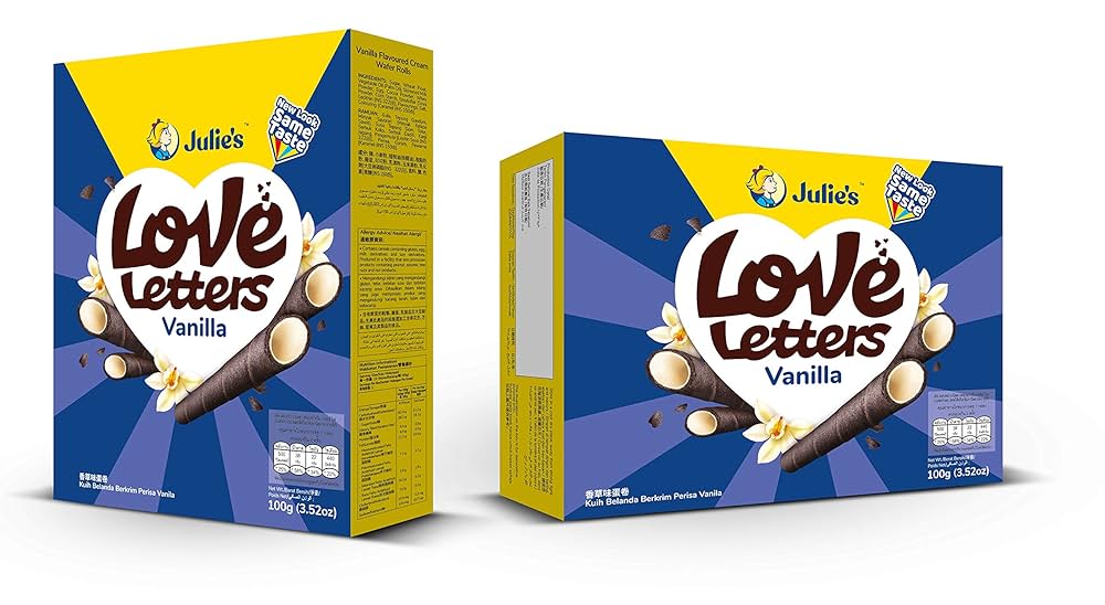 Julie's Love Letters Vanilla Cream Wafer Rolls 100g