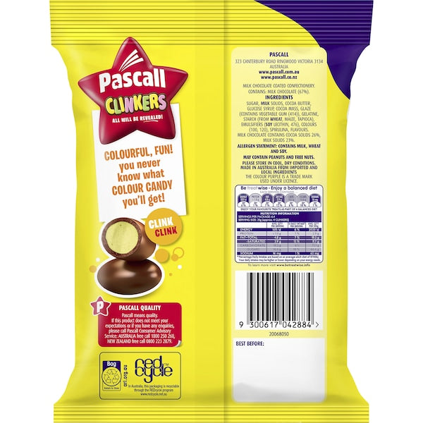 Cadbury Pascall Clinker Milk Chocolate Lollies Snack And Share Bag 160g