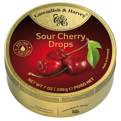 Cavendish And Harvey Tins Sour Cherry Drops 200g