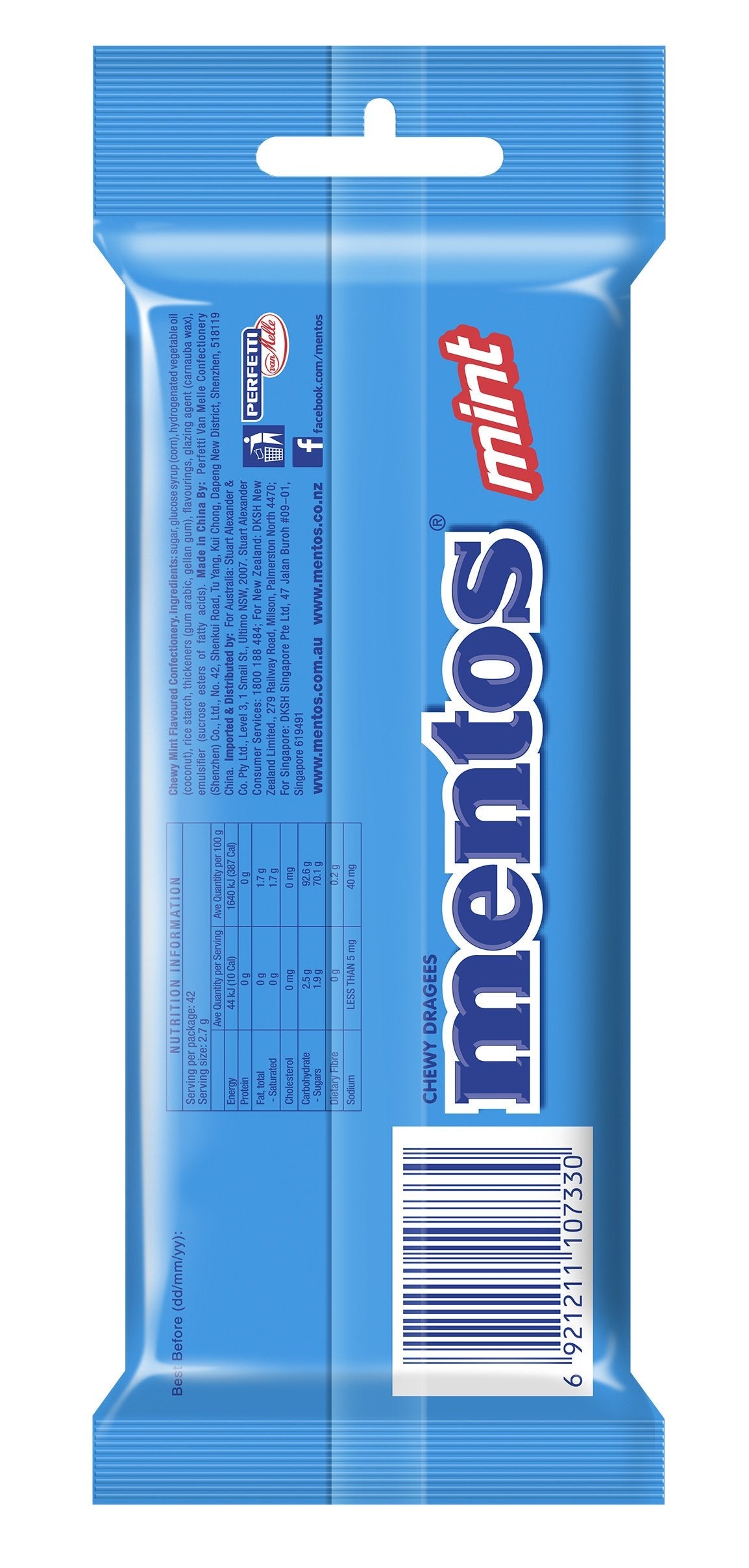 Mentos Mint Candy Roll 3 Pack 112.5g