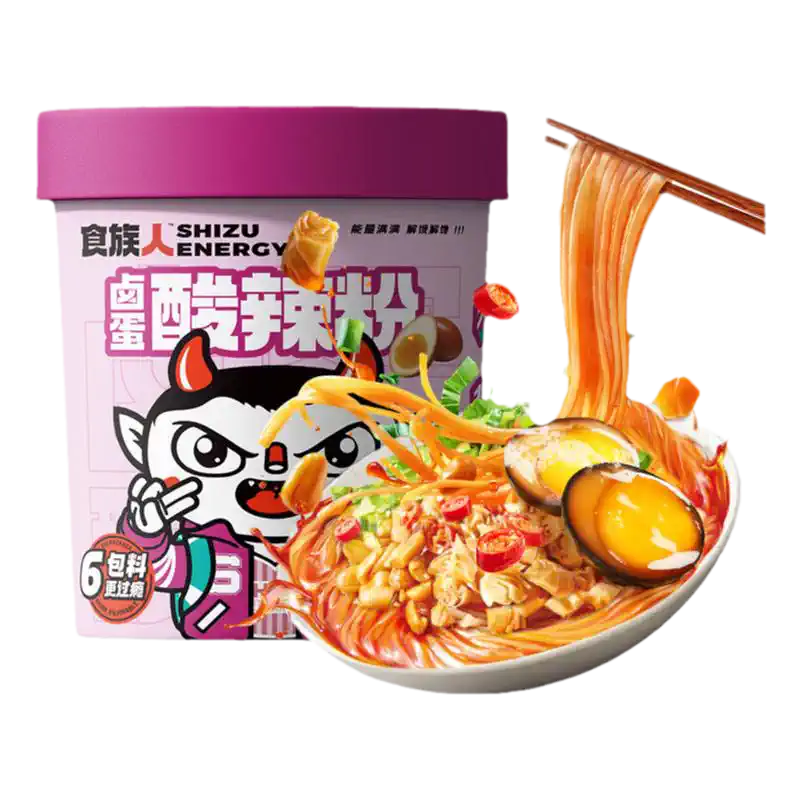 Shizu Energy Instant Vermicelli Braised Egg Spicy and Sour Flavor Bowl 136g