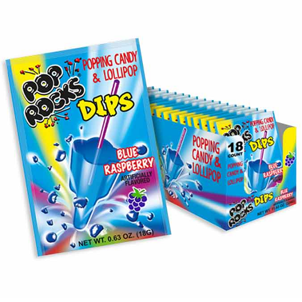 Pop Rocks Dips Blue Raspberry Flavour -Popping Lollipop 18g