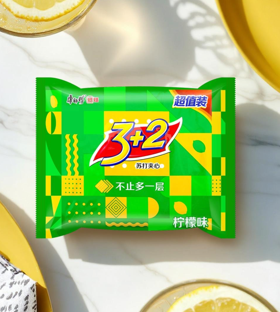康师傅 3+2 柠檬味苏打夹心饼干 375克