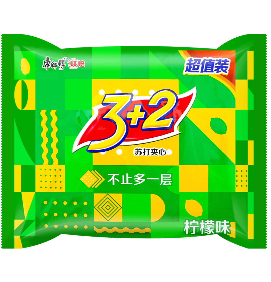 康师傅 3+2 柠檬味苏打夹心饼干 375克