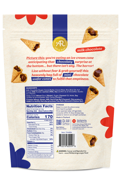 Alli & Rose Chocconi Milk Chocolate Mini Wafer Cones (397g)