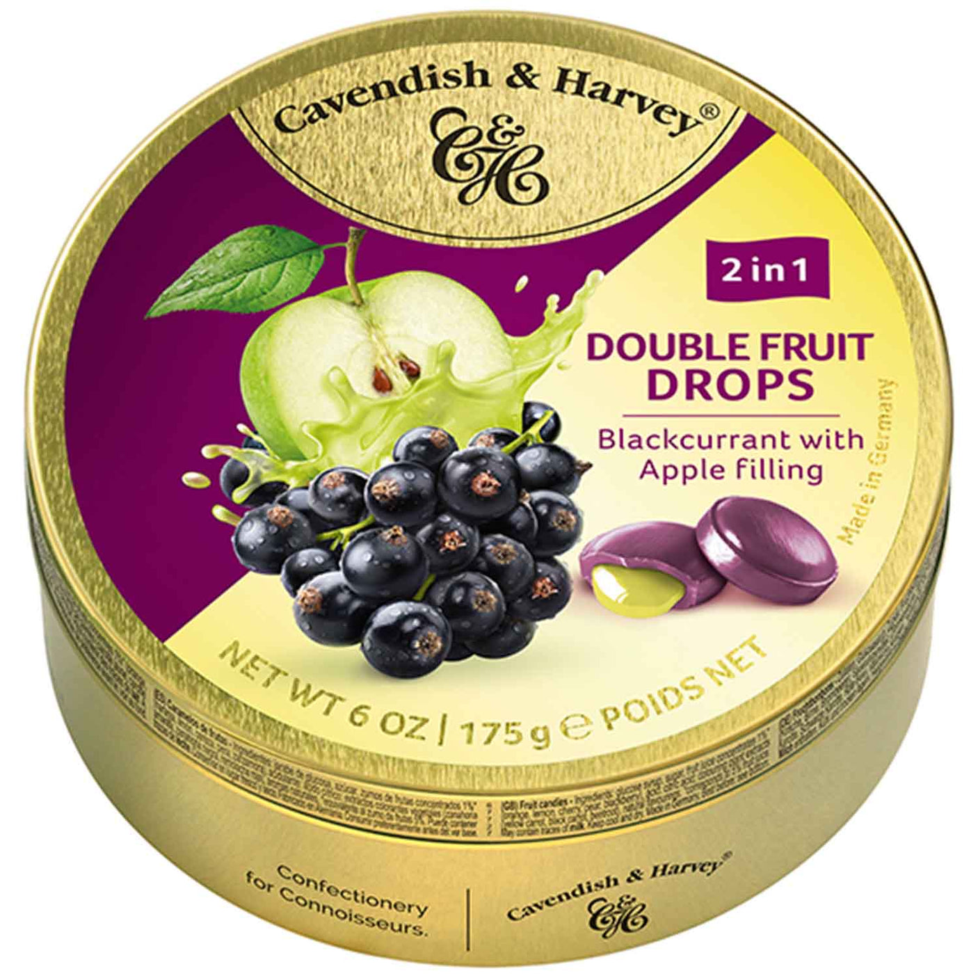 Cavendish And Harvey Double Fruit Blackcurrant Drops Filled With Apple 175g