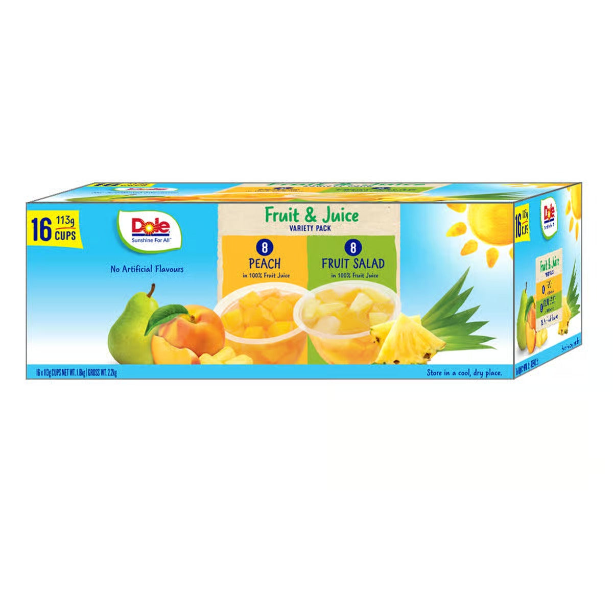 Dole Fruit & Juice Snack Cups – Variety Pack (16 x 113 g Cups, 1.80 kg Total)