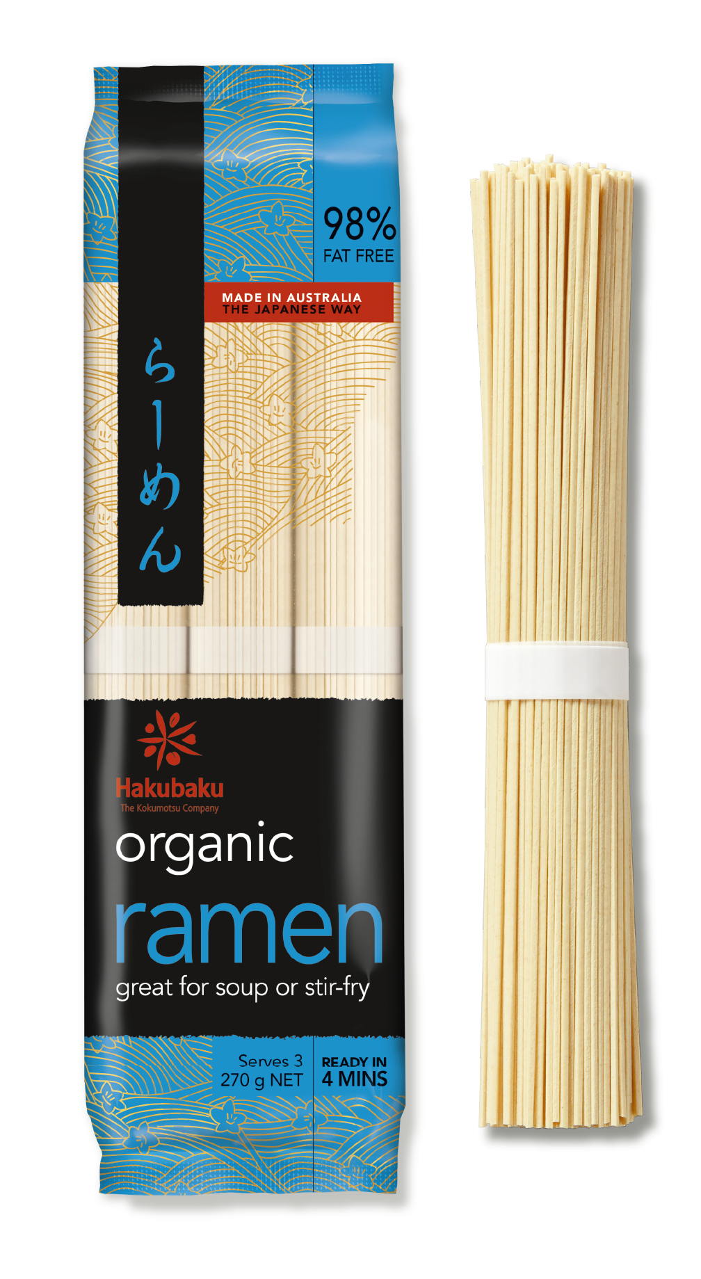 Hakubaku Organic Ramen 270g - Great For Soup For Stir-fry