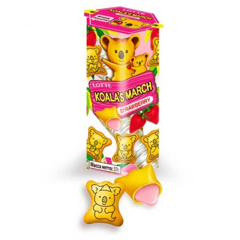 LOTTE Koala's March With Strawberry Cream Filling Bear Biscuits 37g