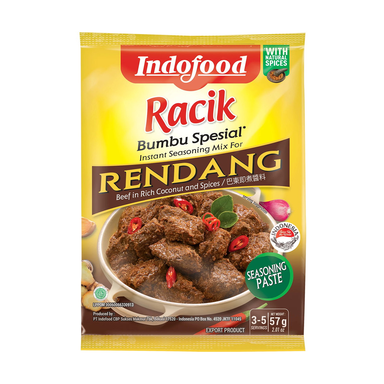 INDOFOOD Instant Seasoning Mix Paste Rendang 57g