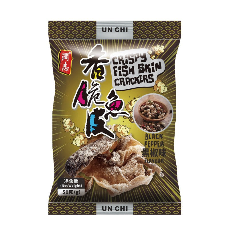 Un Chi (Runzhi) Crispy Fish Skin [Black Pepper Flavor] - 100g
