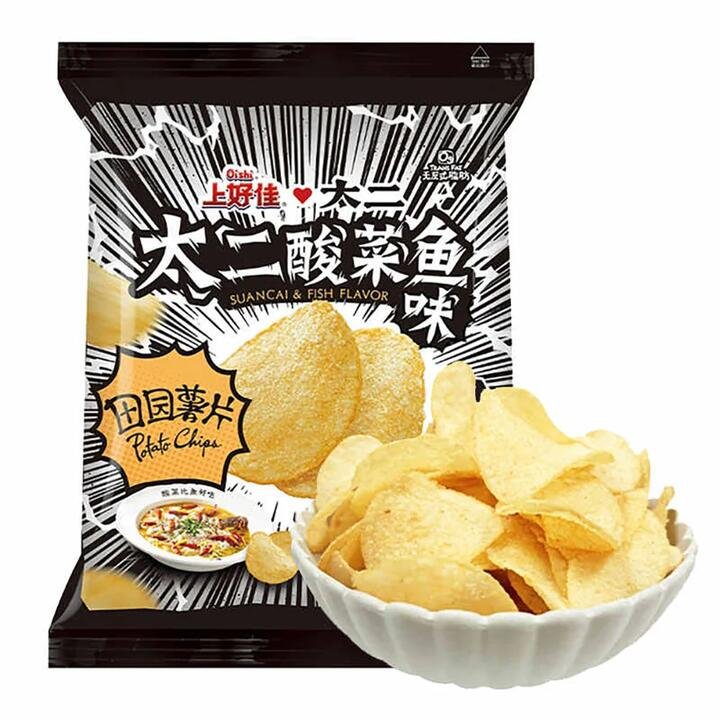 Oishi (Shanghaojia) Potato Chips [Golden Sauerkraut Fish Flavor] - 80g