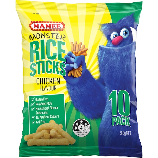 Mamee Rice Snacks Sticks Chicken Flavour 200g (10 x 20g) – Happy in Mart