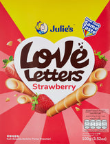 Julie's Love Letters Strawberry Cream Wafer Rolls 100g