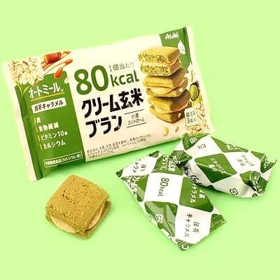 Asahi Cream Brown Rice Bran "80kcal" [Matcha Caramel] - 54g (3 Packs)