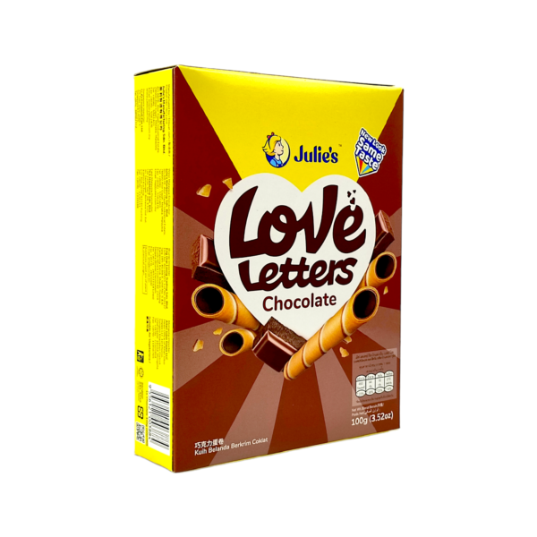 Julie's Love Letters Chocolate Cream Wafer Rolls 100g