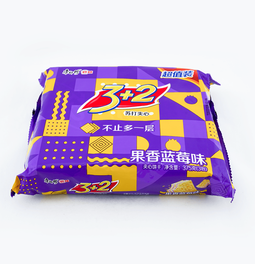 康师傅 3+2 蓝莓味苏打夹心饼干 375克
