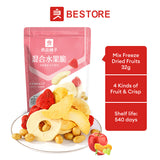 Bestore (Liang Pin Pu Zi) Freeze Dried Mixed Fruit Crisps [Strawberry, Apple, Peach] - 32g