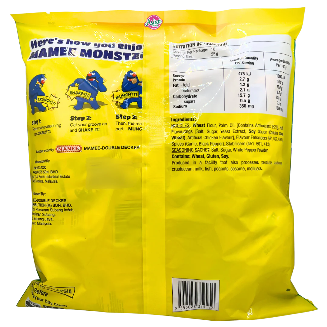 Mamee Monster Noodle Snack Chicken 10‑Pack 250 g