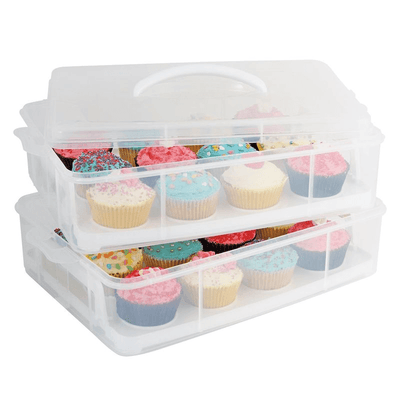 DAILY BAKE Daily Bake 24 Cup Stackable Cupcake Carrier White #2816 - happyinmart.com.au