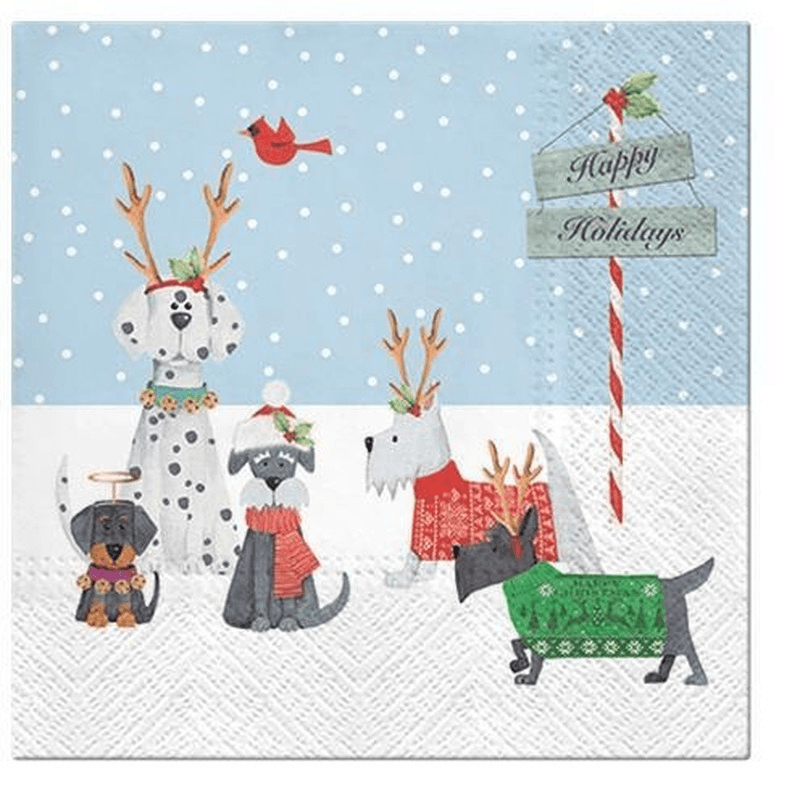 PAW Paw Lunch Napkin Holiday Puppies 